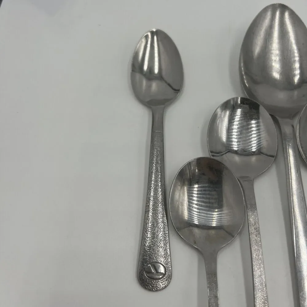 Vintage Eastern Airlines Stainless Steel Flatware 7 Spoons Soup Tea Table JAPAN
